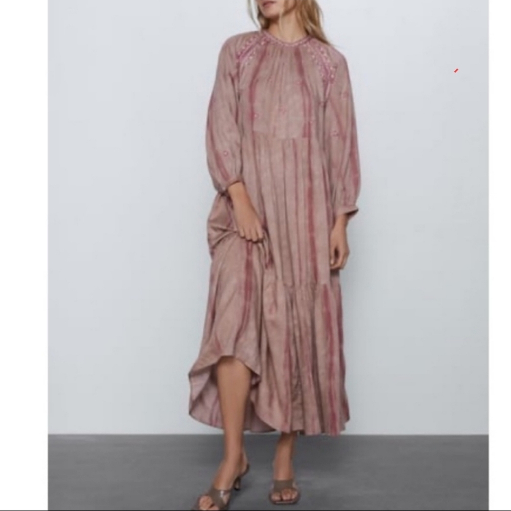 ZARA tiered tie dye boho maxi dress M